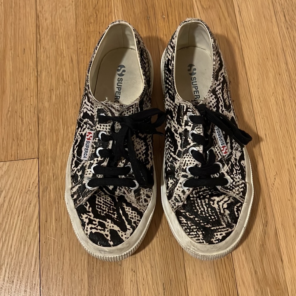 Classic Superga cow hair snake skin pattern sneakers size women US 7
